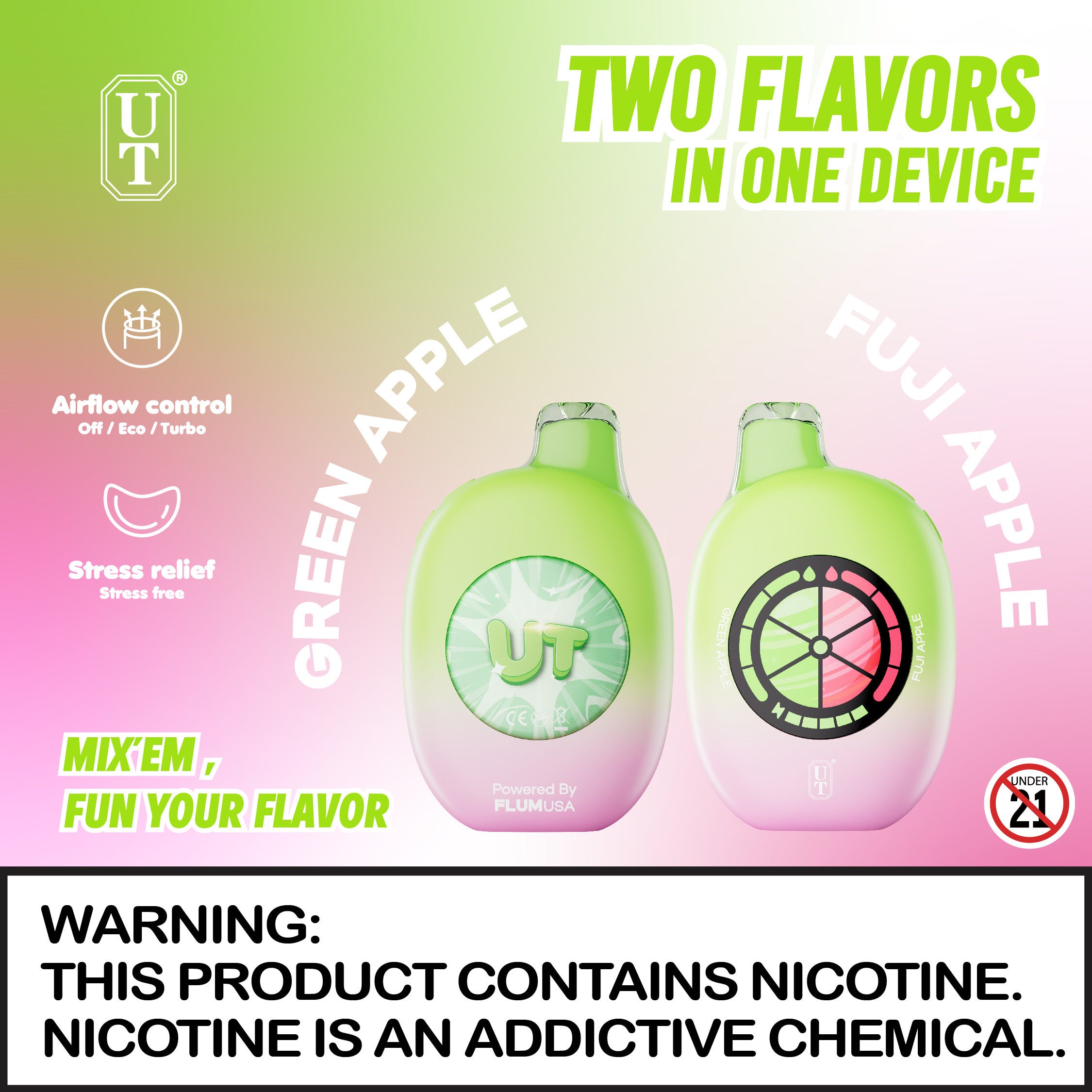 Ut Vape Eco Mode FLUM UT Bar 50,000 Dual Flavor Disposable with Eco & Turbo Modes Ut Vape Eco Mode FLUM UT Bar 50,000 Dual Flavor Disposable with Eco & Turbo Modes