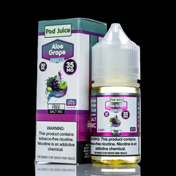 Pod Juice Aloe Grape Freeze e-liquid bottle and packaging on a white background