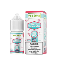 Pod Juice Berry Watermelon vape juice bottle and packaging on a white background