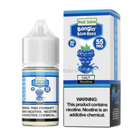 Pod Juice Bangin' Blue Razz vape juice bottle and packaging on a white background
